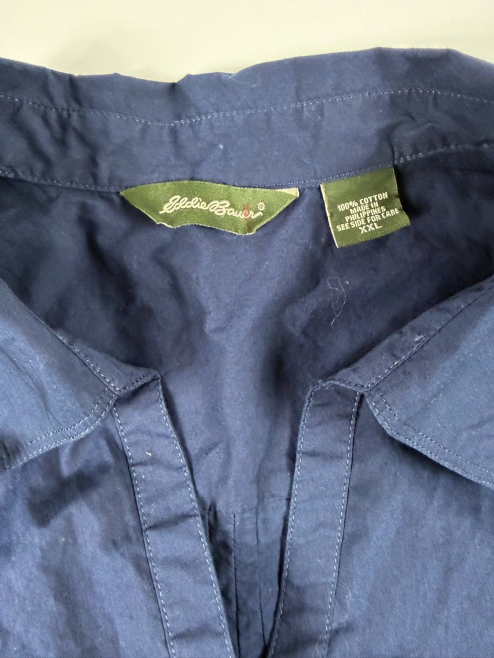 Eddie Bauer Navy Button-Up Short Sleeve Shirt - Picture 3 of 3